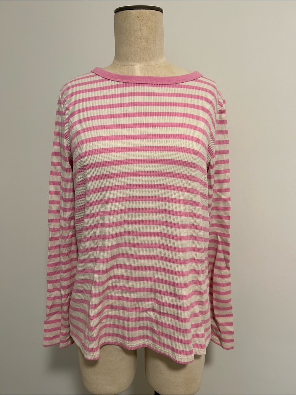 Aerie Pink and White Striped Long-Sleeve Top